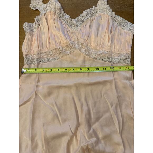 Vintage Fischer Pure Silk Lace Nightgown Slip Dress Sz S/M? Peach Pink Lingerie - Picture 7 of 7